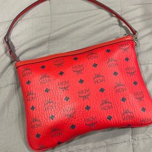 MCM Pouch - Candy Red w/ Navy Blue